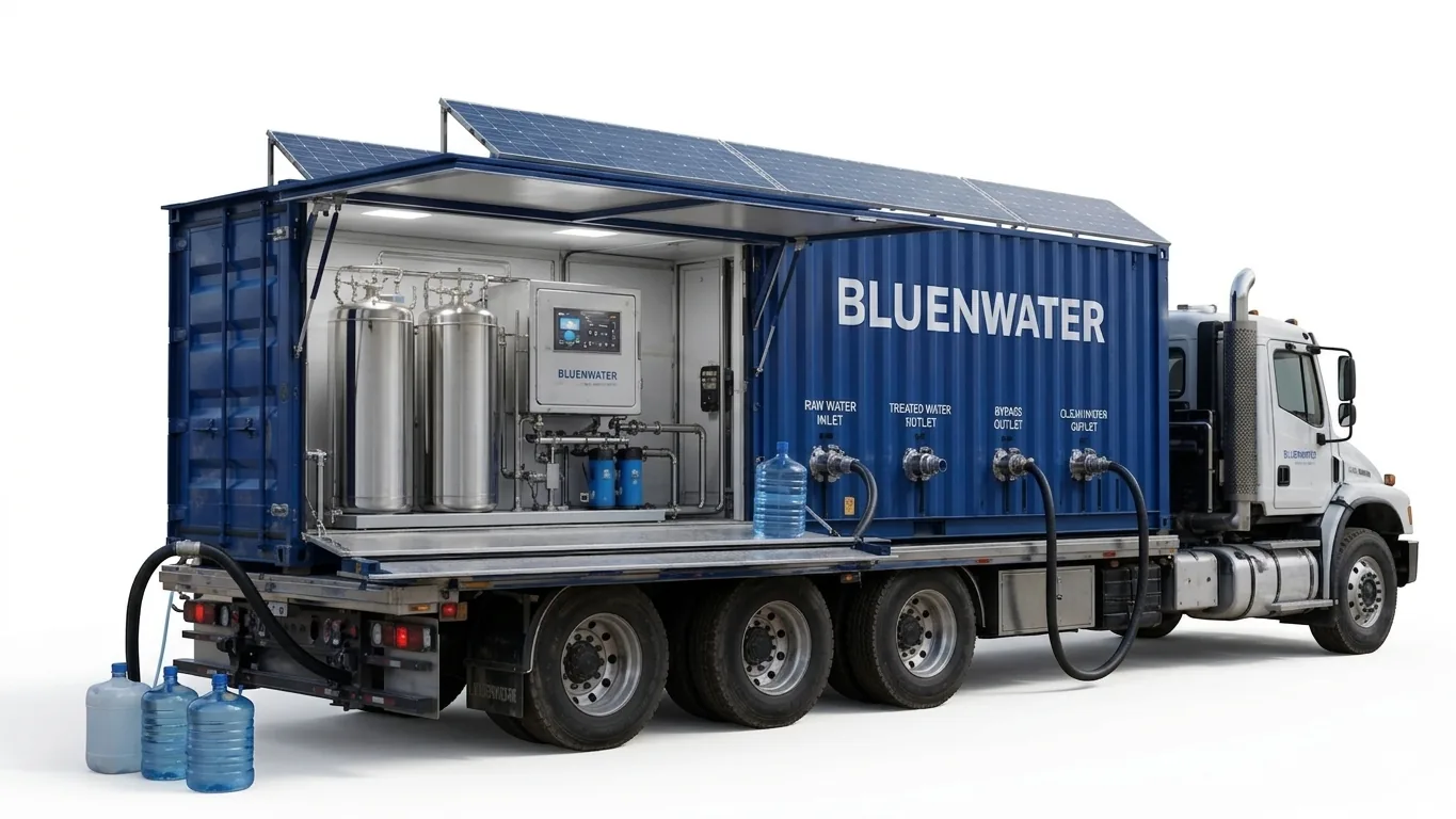 BLUE BOX 이동식 정수 시스템 제품 컨셉 렌더링